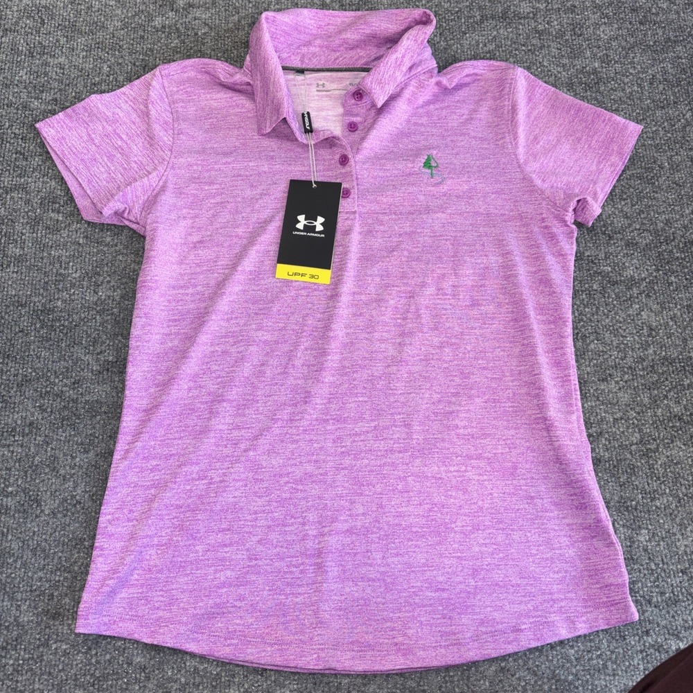 Under Armour Kids Purple Heather Golf Polo Shirt Youth Large NWT UPF 30